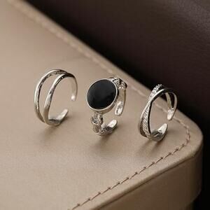 NEW Wave Ring Cubic Zirconia Minimalist Jewelry Ocean Wave Design Adjustable